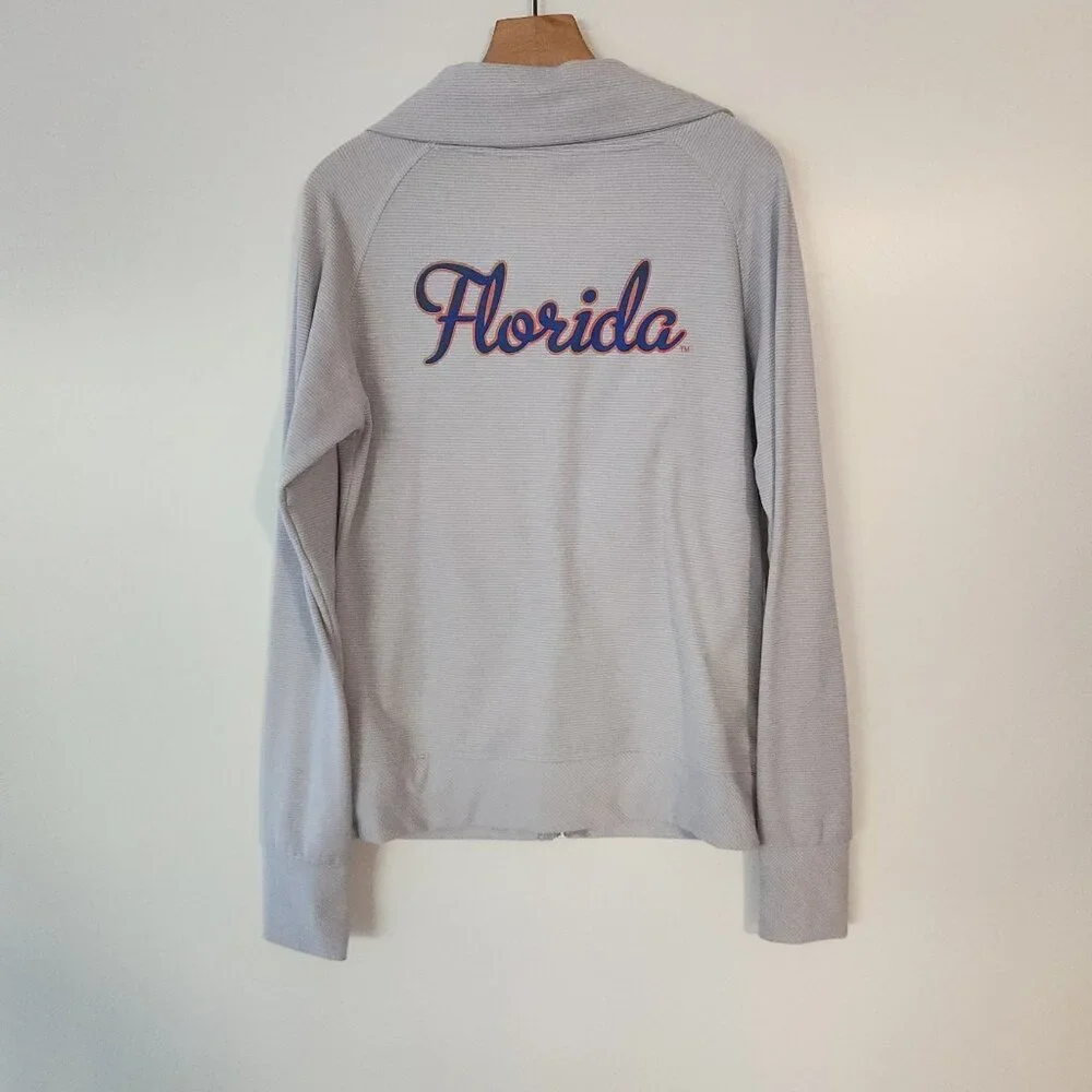 Florida Gators Full  Zip‎ Jacket Light Gray Striped Collared NCAA Womens XL